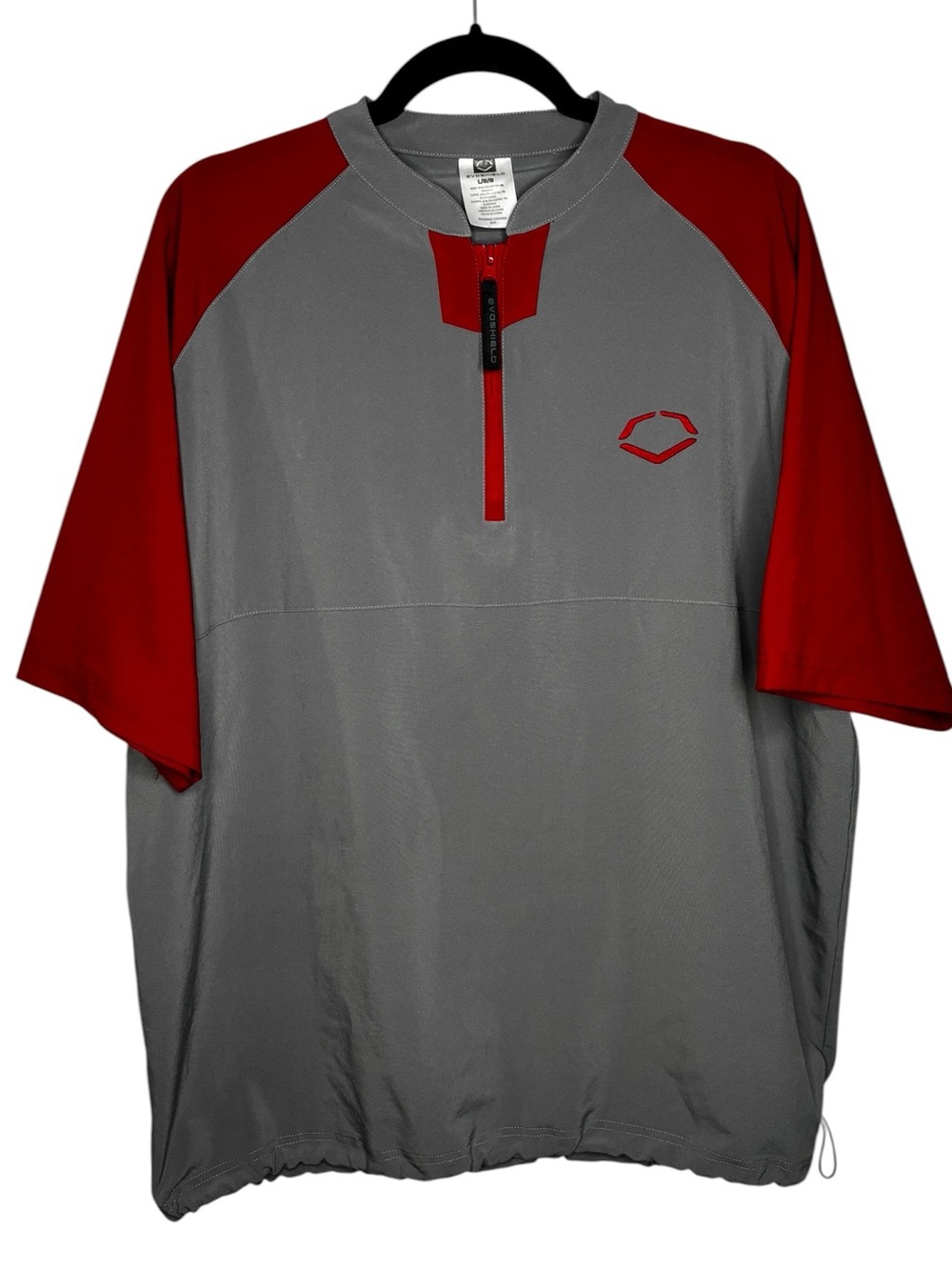 Men’s EvoShield Short-sleeve Pullover Batting Shirt Size Large Baseball Red Grey